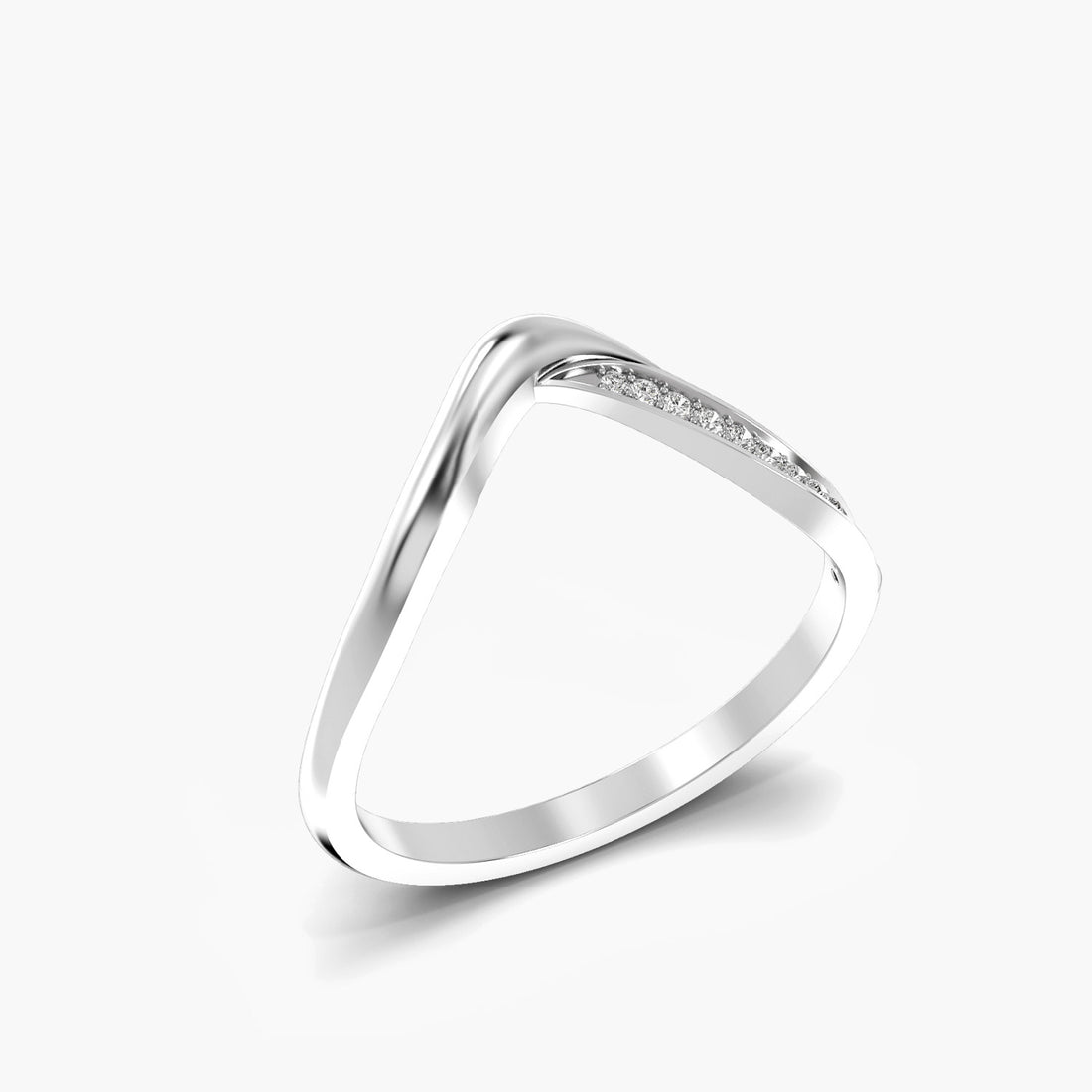 V-Gleam - 3D View in White Gold - Diamond Ring by Moena