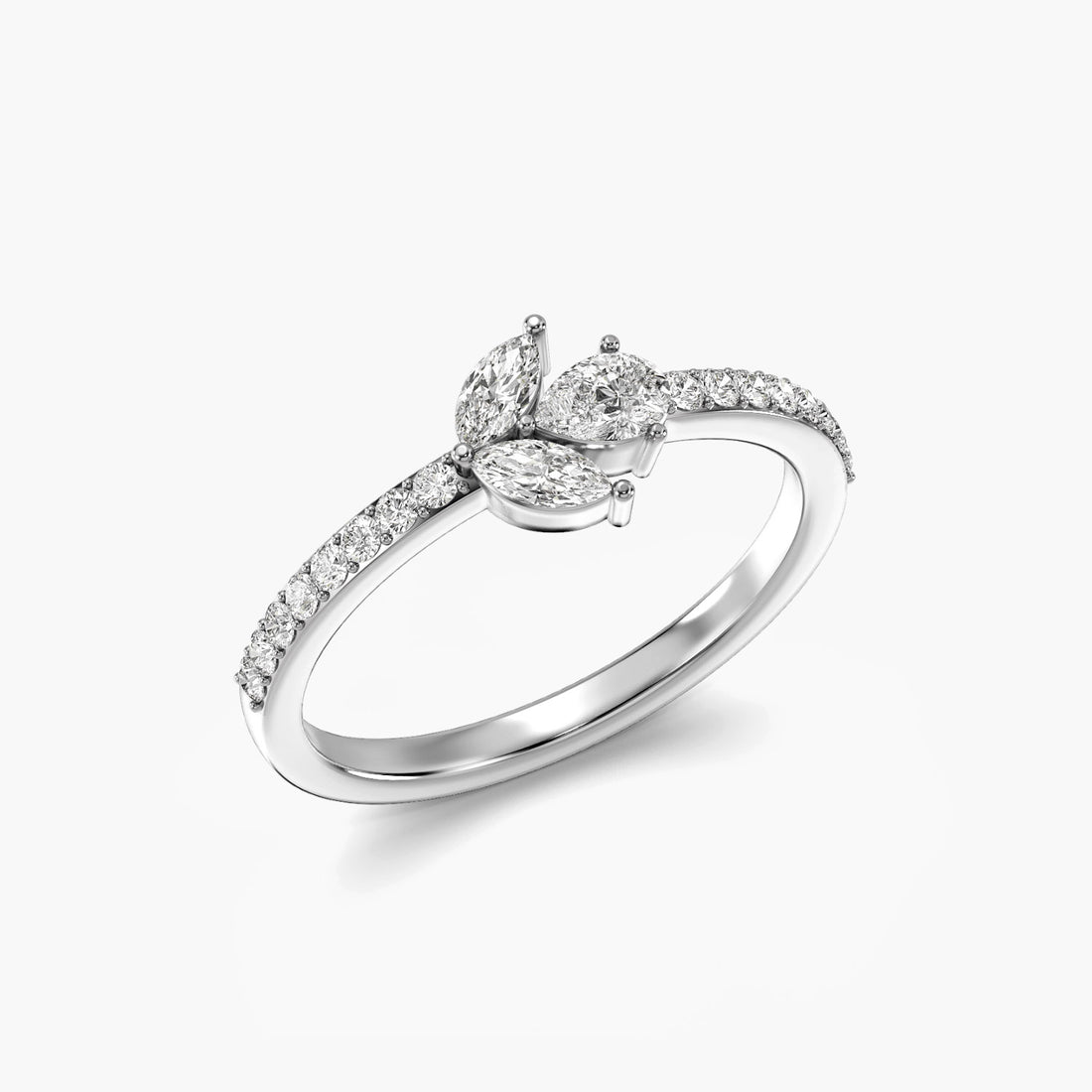 Opulent Luxe - 3D View in White Gold - Diamond Ring by Moena