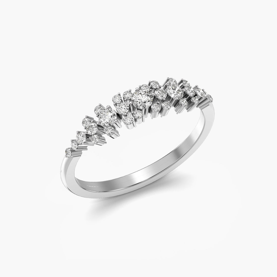 Starlight Cluster Ring - 3D View in White Gold - Diamond Ring by Moena