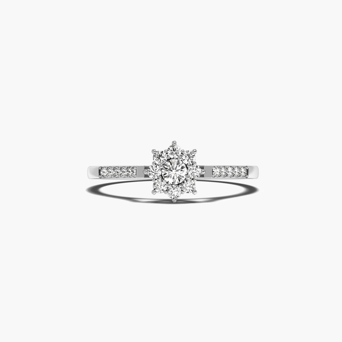 Floral Charm - Top View in White Gold - Diamond Ring by Moena