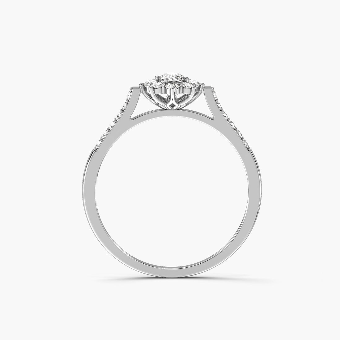 Floral Charm - Front View in White Gold - Diamond Ring by Moena