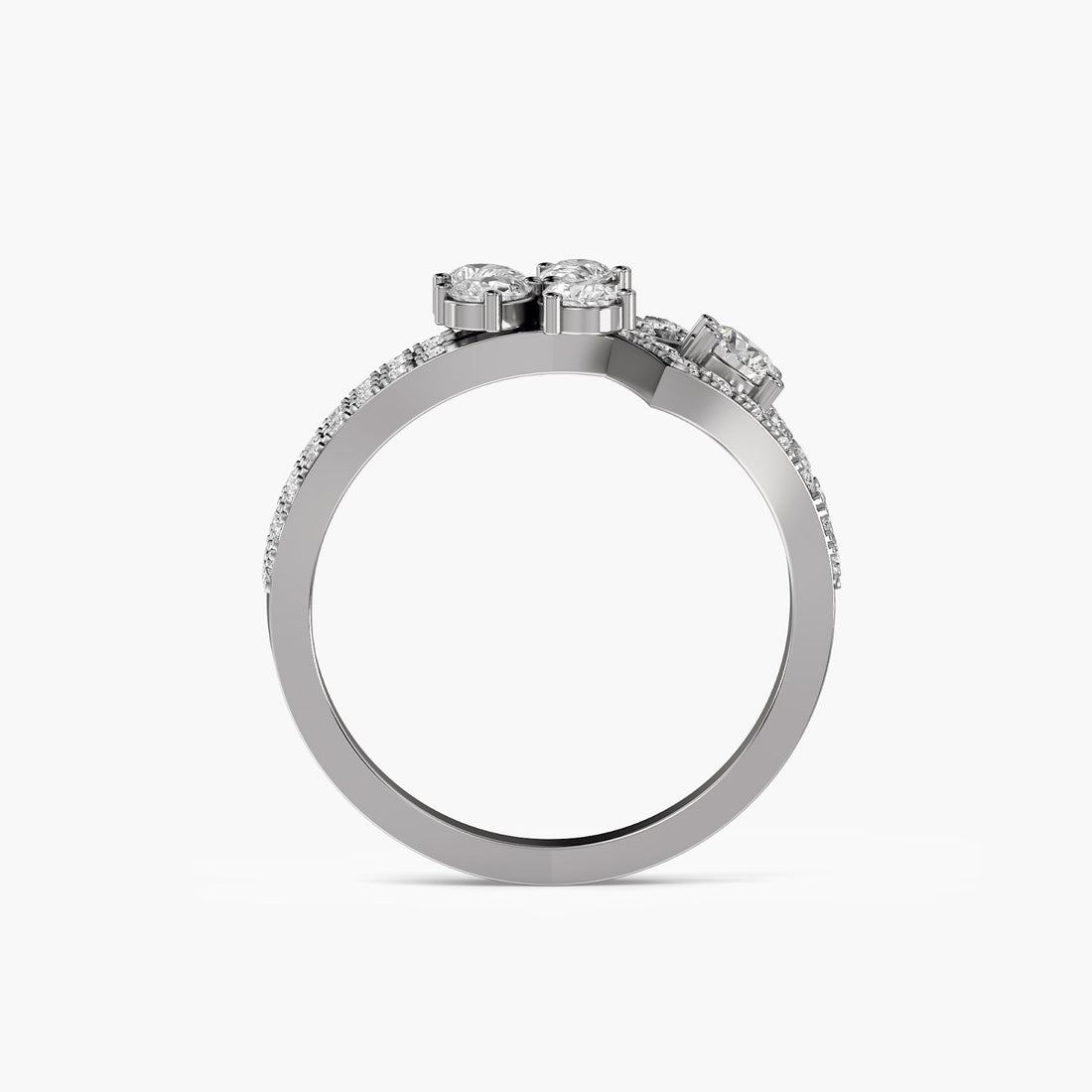 Floral Elegance Ring - Front View in White Gold - Diamond Ring by Moena
