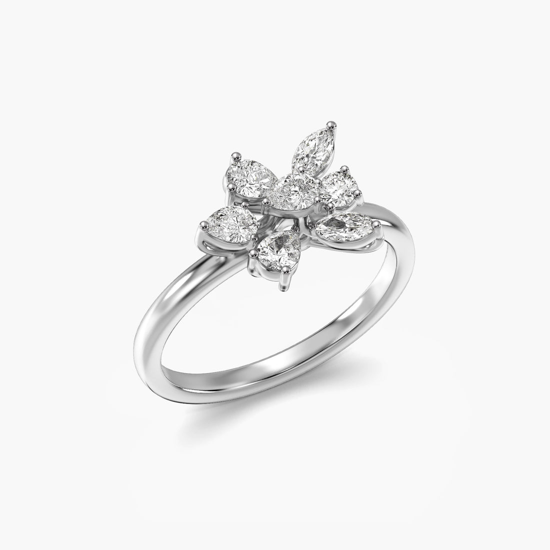 Petals of Passion - 3D View in White Gold - Diamond Ring by Moena