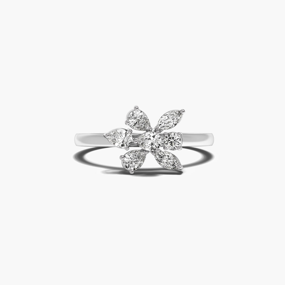 Petals of Passion - Top View in White Gold - Diamond Ring by Moena
