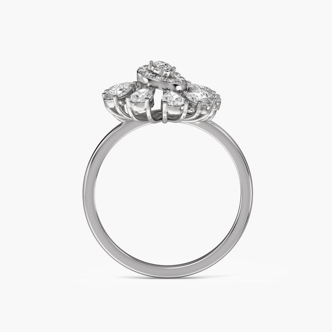 Radiant Swirl Ring - Front View in White Gold - Radiant Diamond Ring by Moena