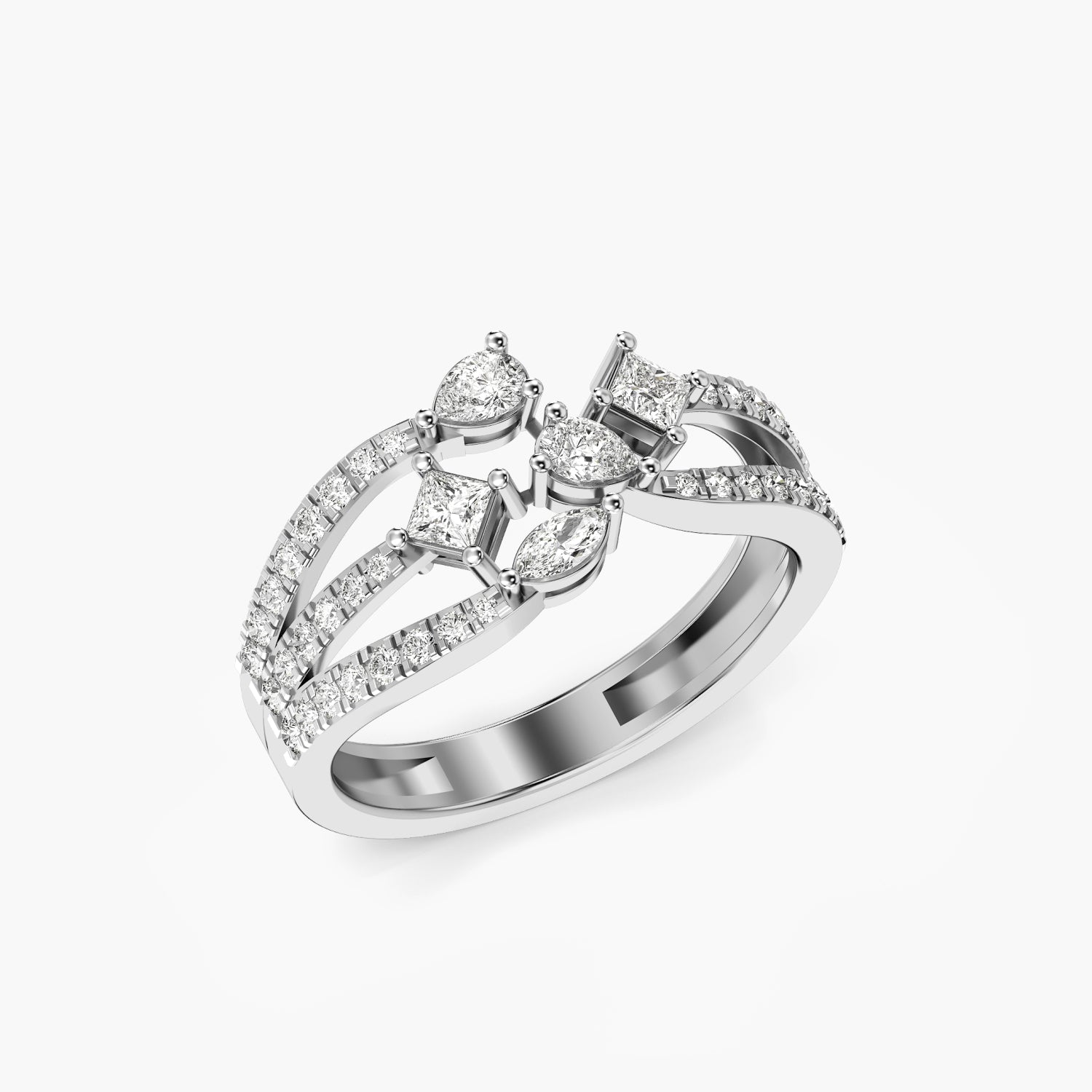 Graceful Crossover Diamond Ring