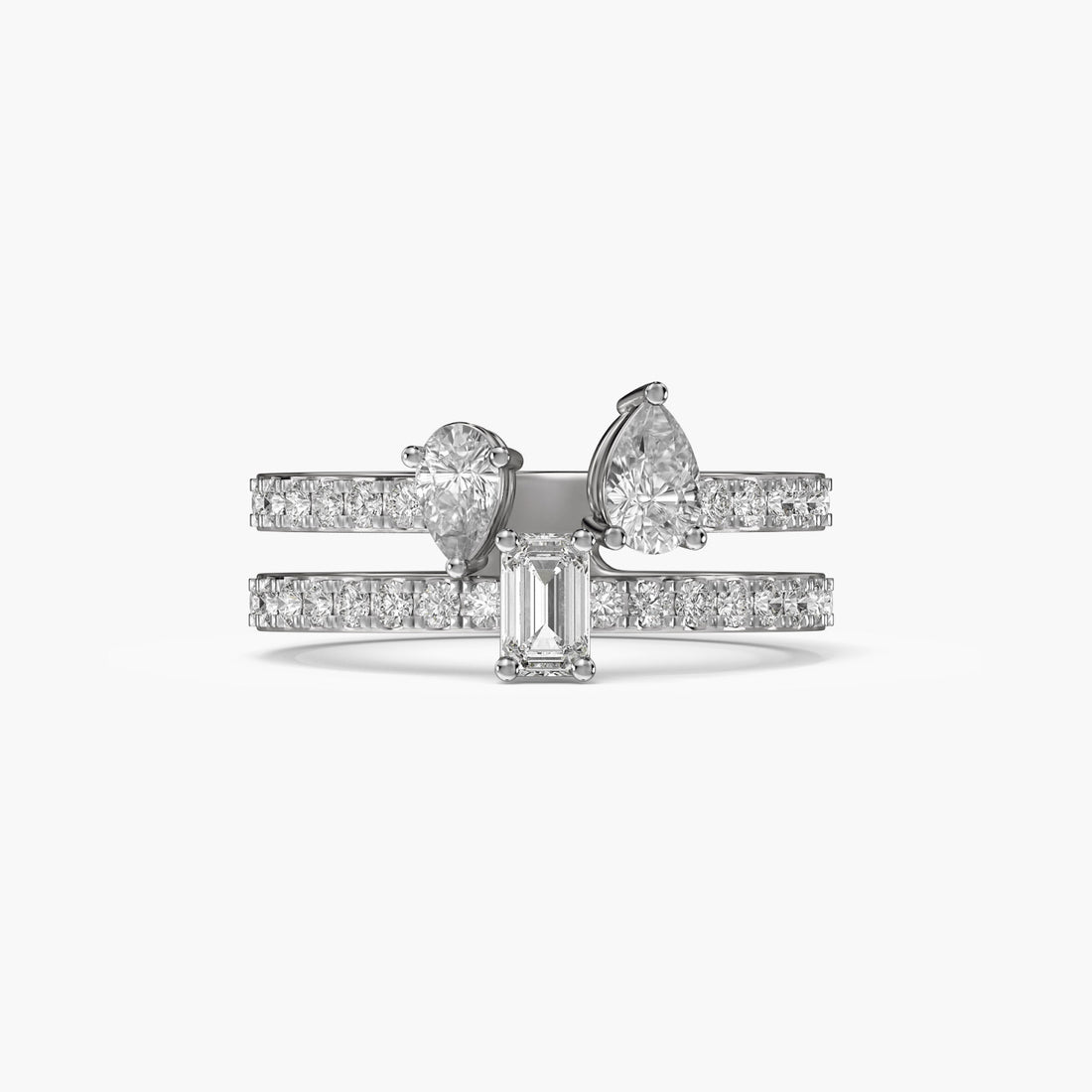 Trilight Harmony Ring - Top View in White Gold - Diamond Ring by Moena
