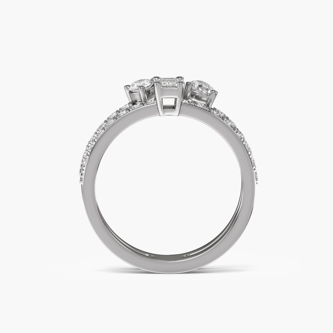 Trilight Harmony Ring - Front View in White Gold - Diamond Ring by Moena