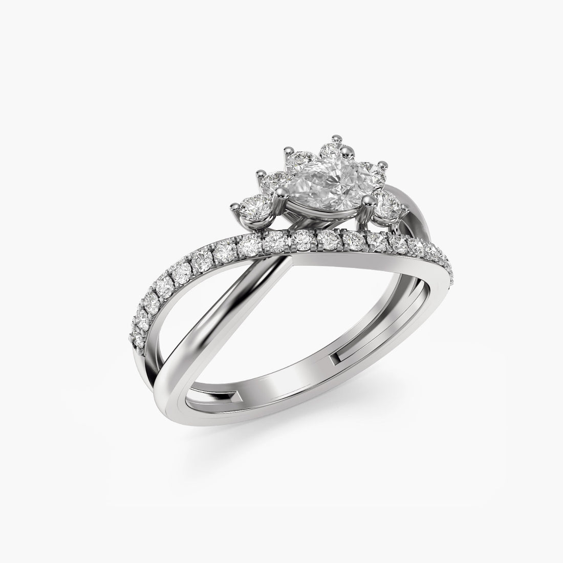 Celestial Crown Ring - 3D View in White Gold - Diamond Ring by Moena