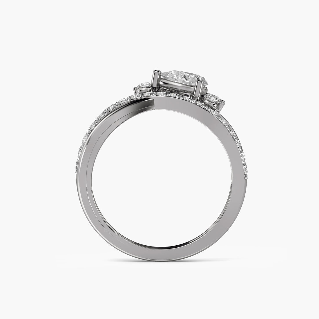 Celestial Crown Ring - Front View in White Gold - Diamond Ring by Moena