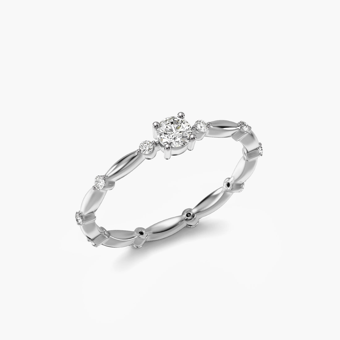 Endless Circle - 3D View in White Gold - Diamond Ring by Moena