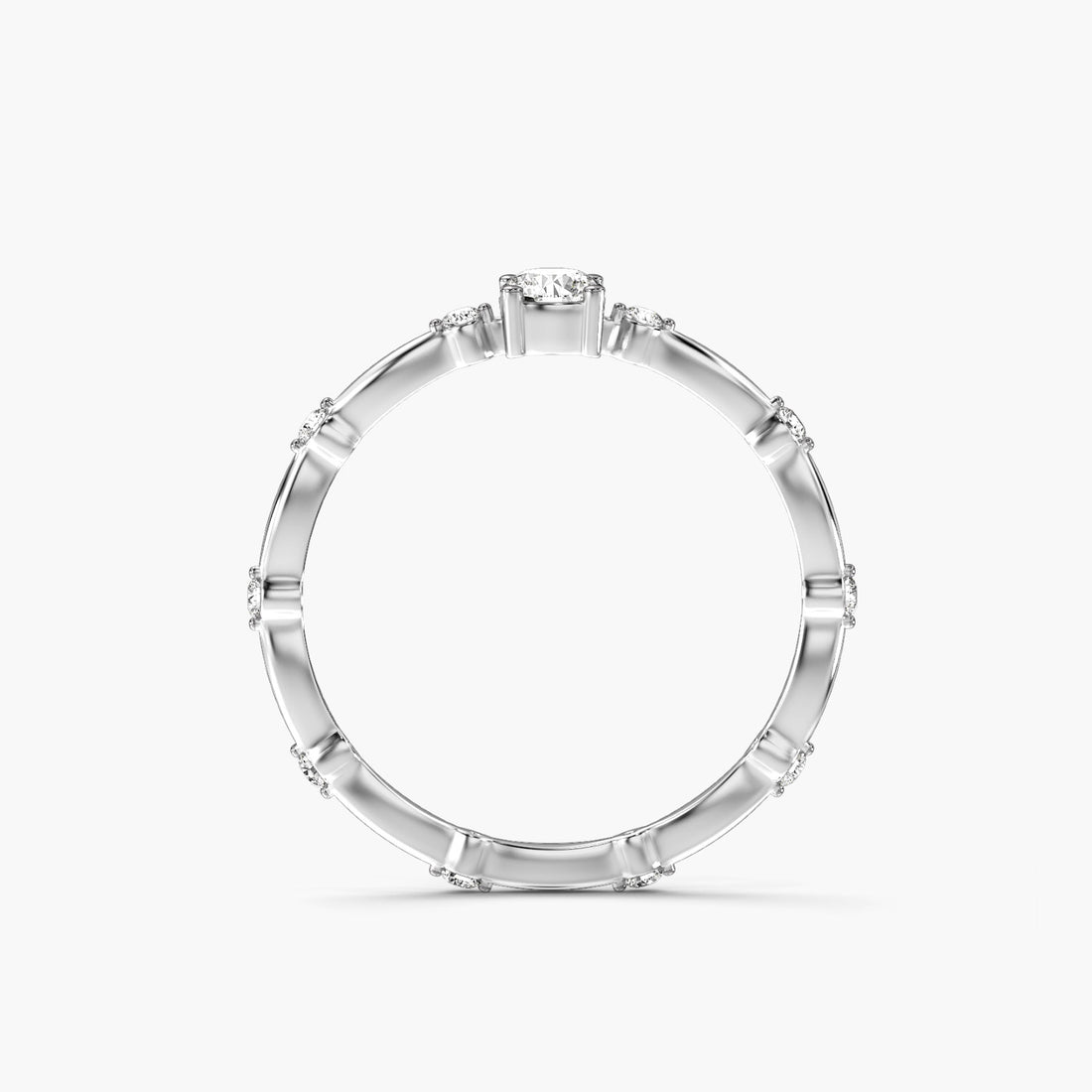 Endless Circle - Front View in White Gold - Diamond Ring by Moena