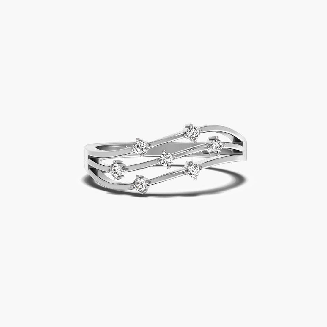 Tidal Rhythm - Top View in White Gold - Diamond Ring by Moena