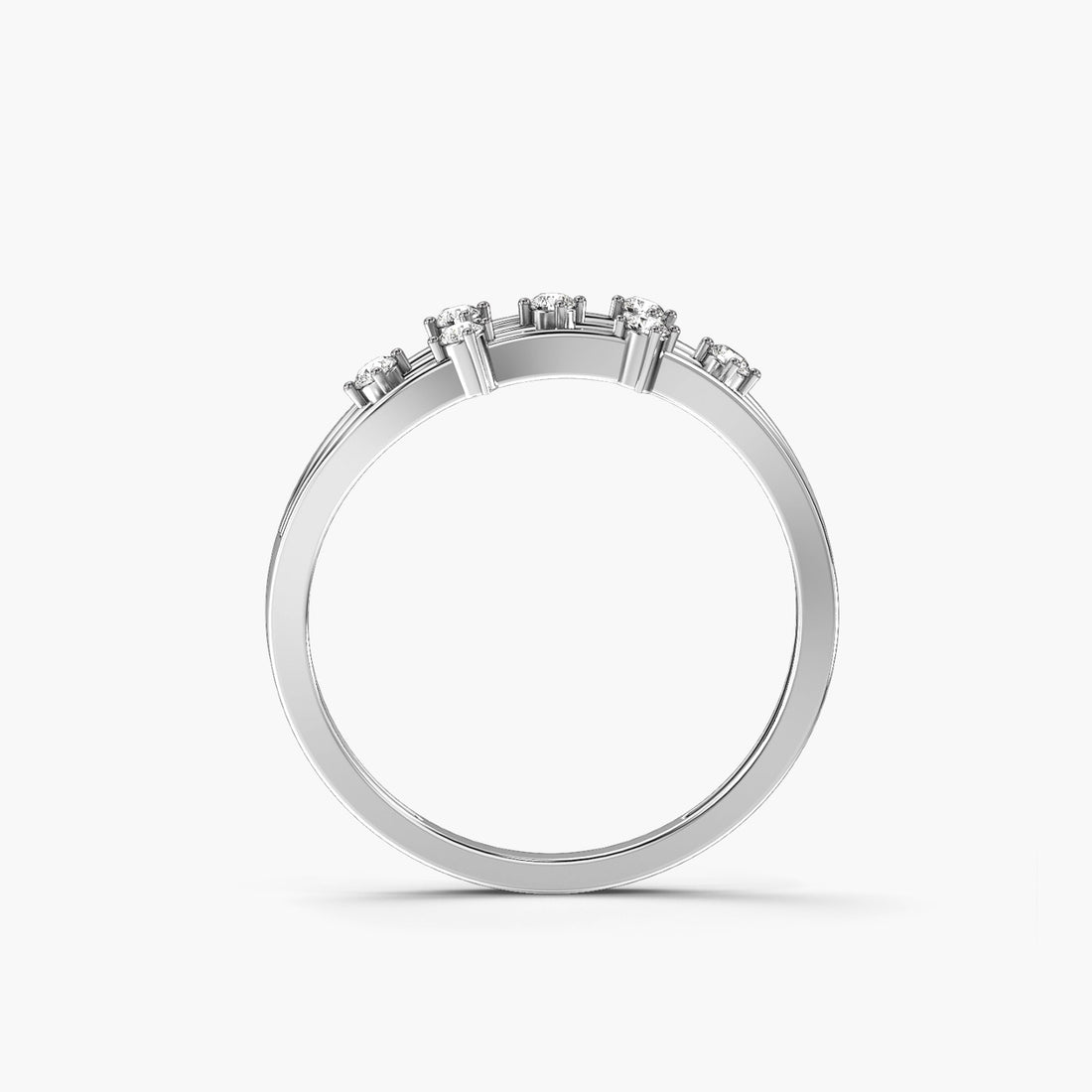 Tidal Rhythm - Front View in White Gold - Diamond Ring by Moena