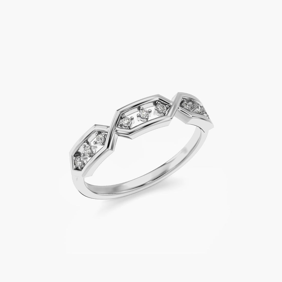 Ember Echo - 3D View in White Gold - Diamond Ring by Moena