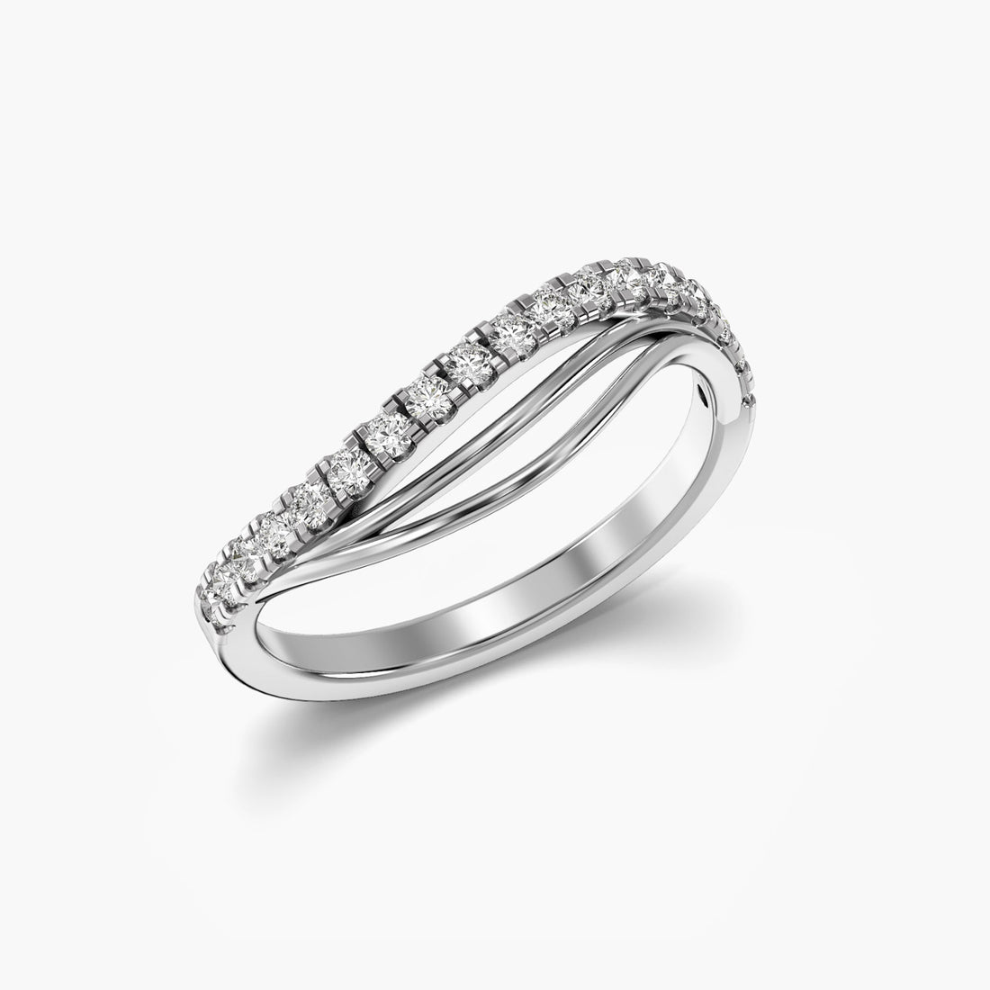 Twisted Elegance Ring - 3D View in White Gold - Diamond Ring by Moena