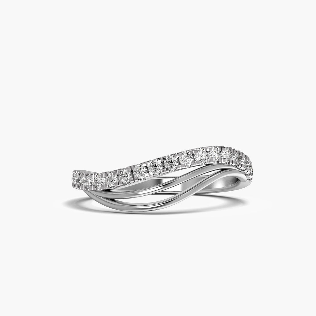 Twisted Elegance Ring - Top View in White Gold - Diamond Ring by Moena