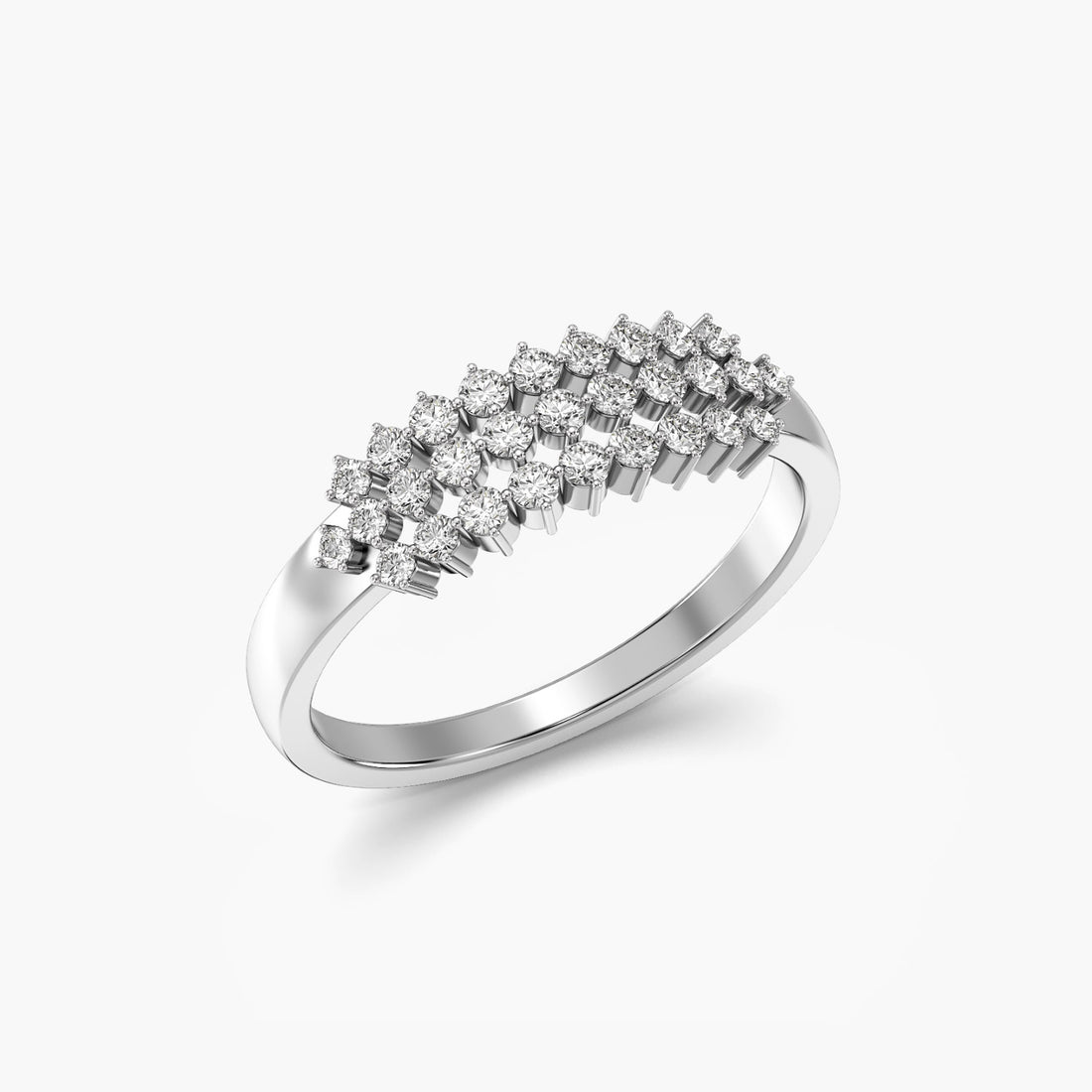 Celestial Cascade - 3D View in White Gold - Diamond Ring by Moena