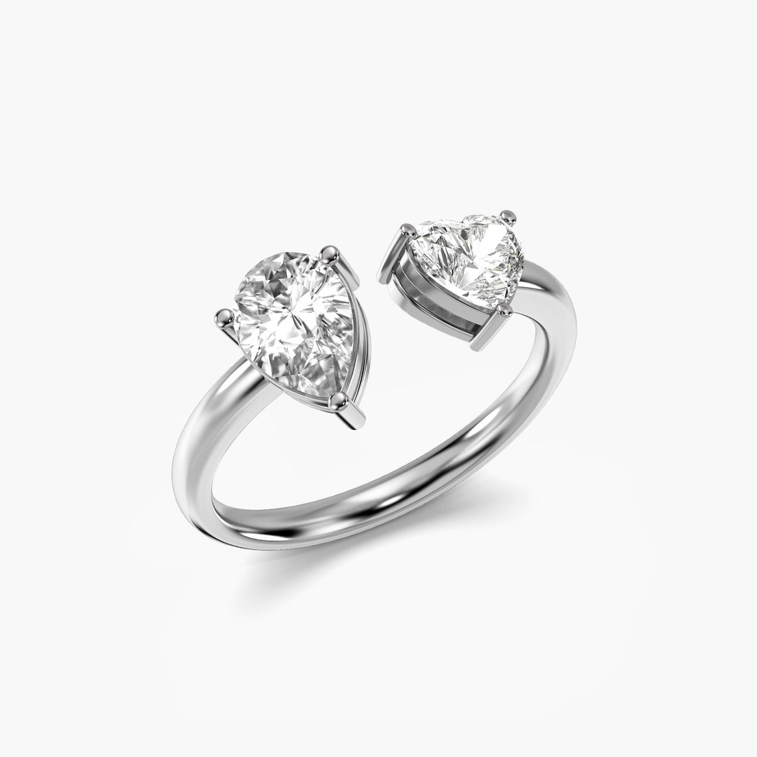 Majestic Duo - 3D View in White Gold - Diamond Ring by Moena