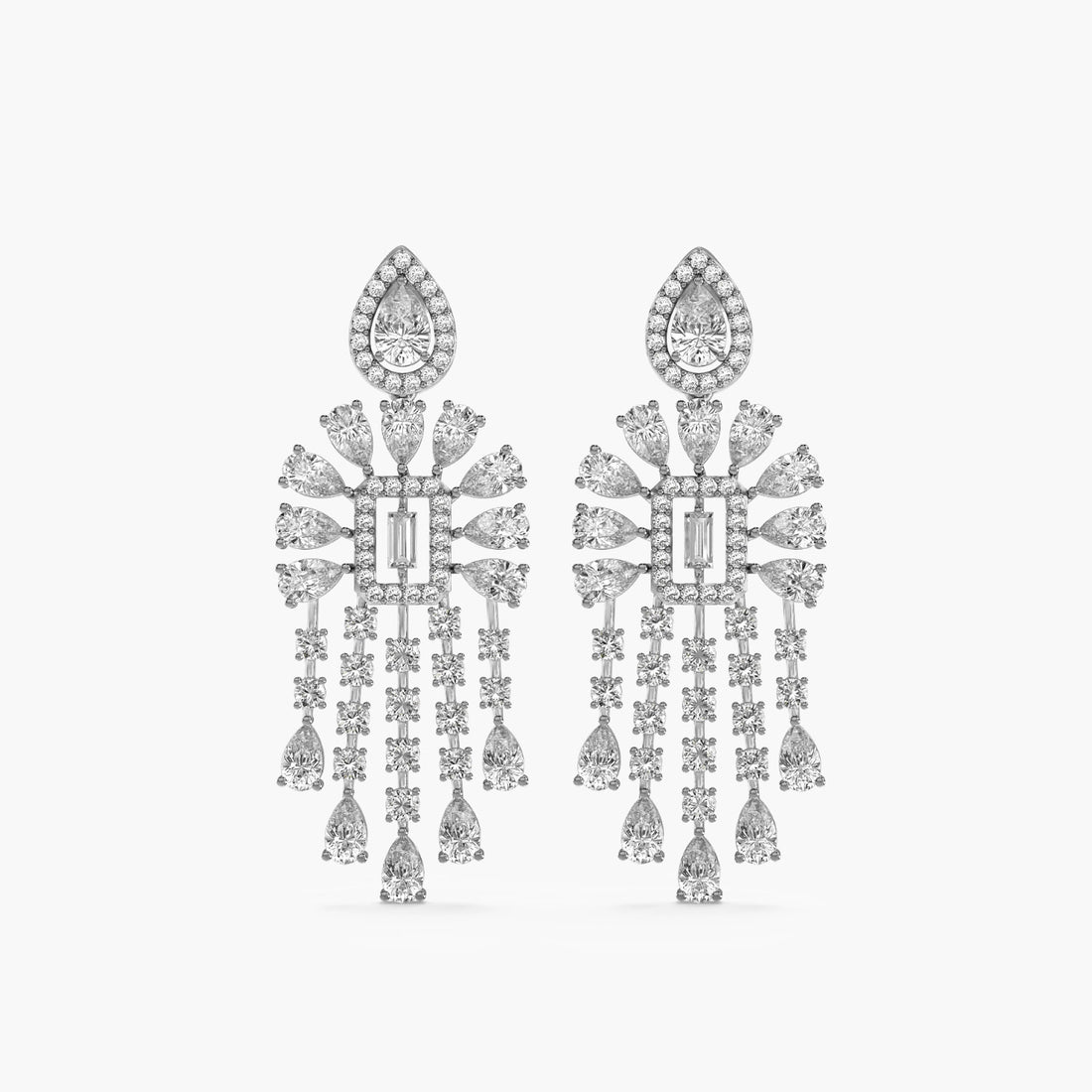 Regal Cascade - Front View in White Gold - Diamond Jewellery by Moena
