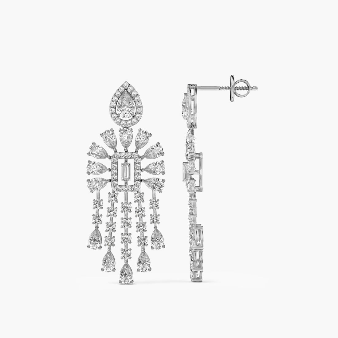 Regal Cascade - Side View in White Gold - Diamond Jewellery by Moena