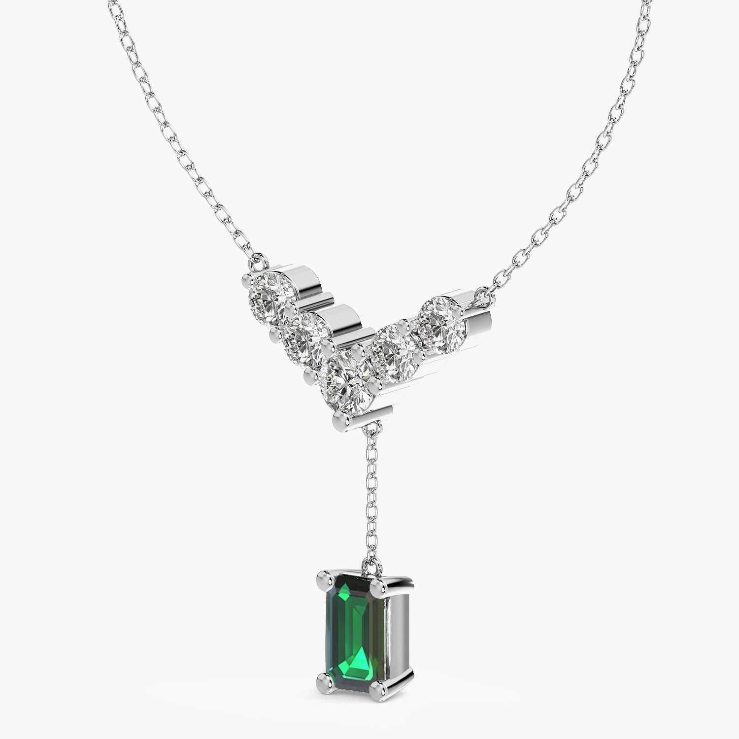 V-Shaped Diamond Drop Necklace(With Chain) - MOENA | Lab Grown Diamond Jewellery