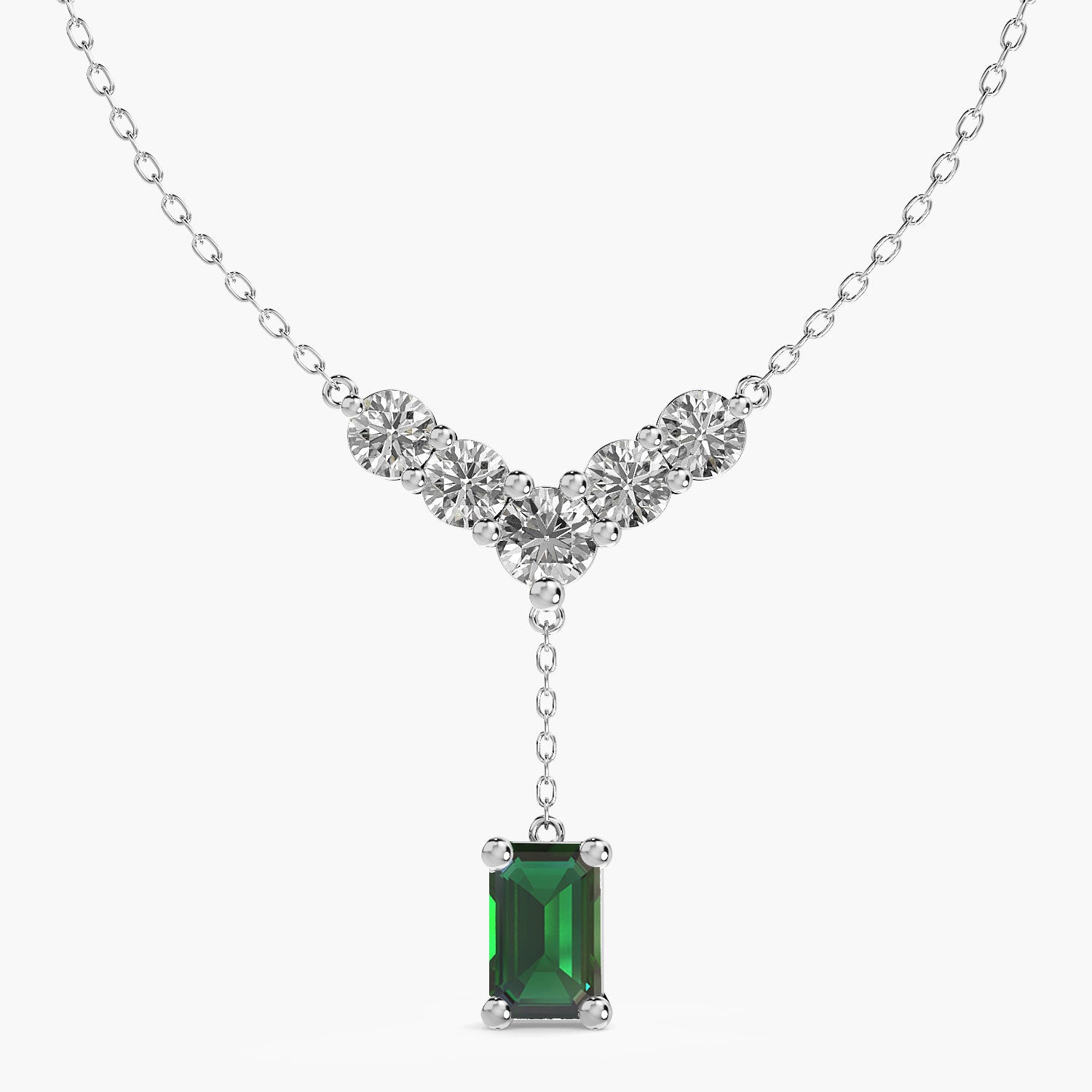 V-Shaped Diamond Drop Necklace(With Chain) - MOENA | Lab Grown Diamond Jewellery