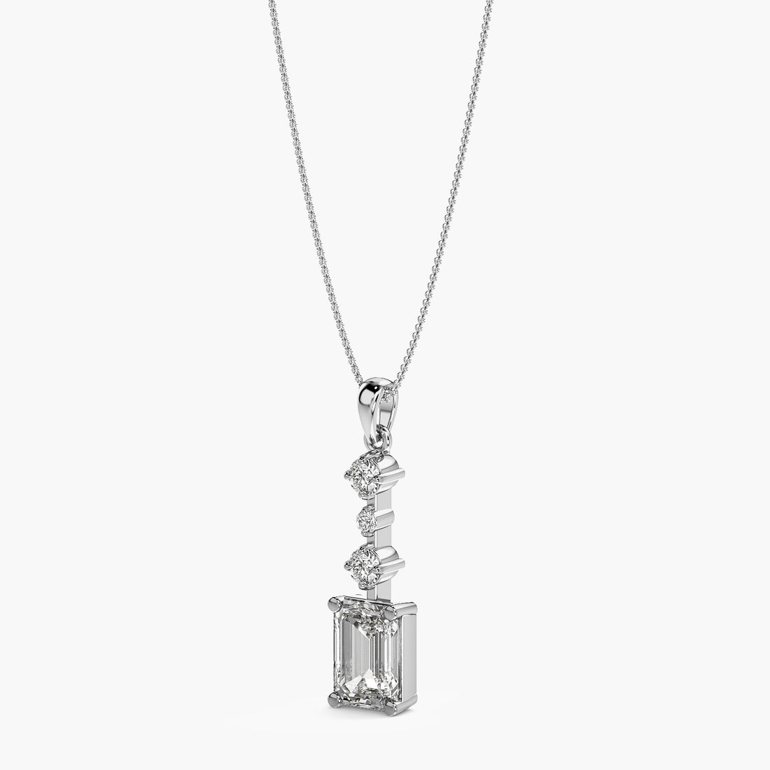 Lumina Drop Pendant - 3D View in White Gold - Diamond Pendant by Moena
