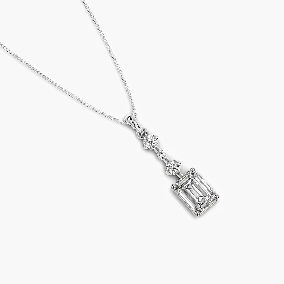 Lumina Drop Pendant - 3D View in White Gold - Diamond Pendant by Moena