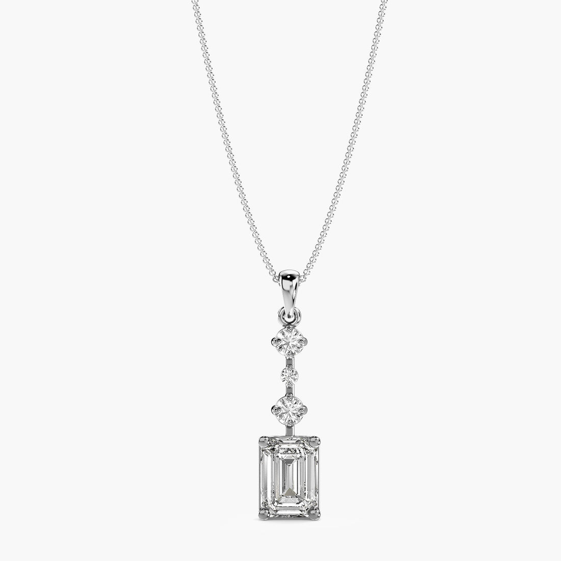 Lumina Drop Pendant - Front View in White Gold - Diamond Pendant by Moena