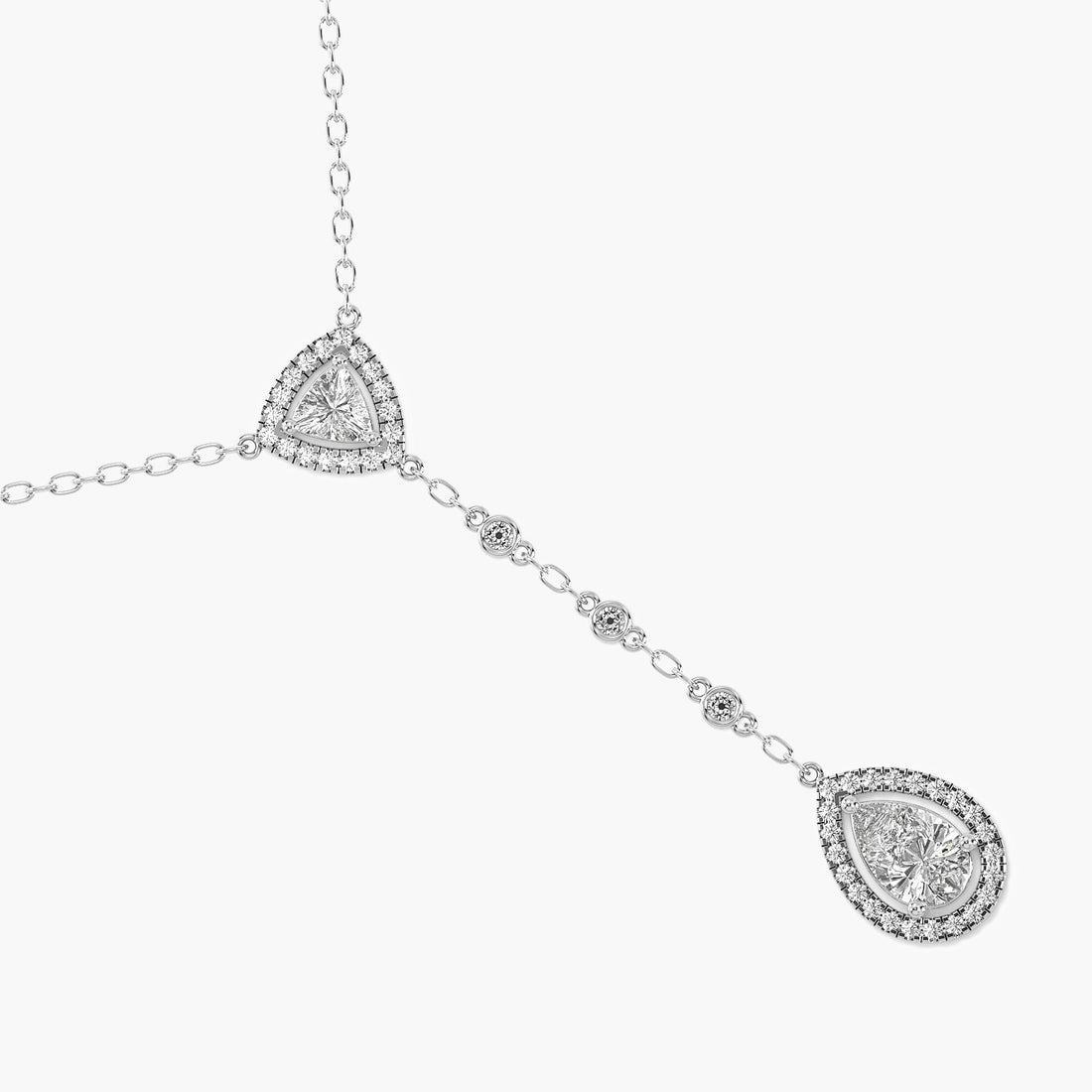 Pear Drop Lab-Grown Diamond Necklace(With Chain) - Top View in White Gold - Pear Diamond Pendant by Moena