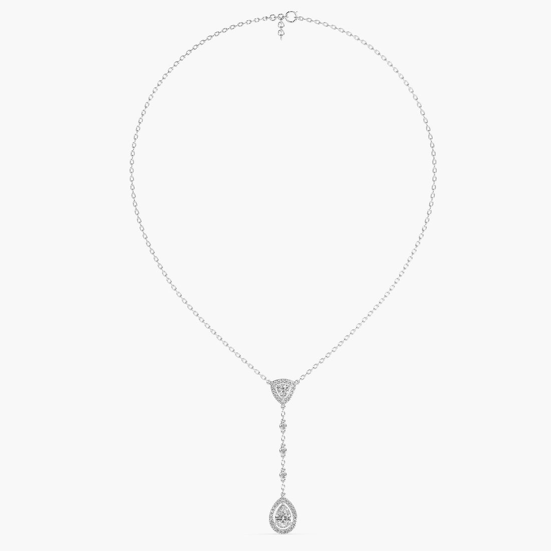 Pear Drop Lab-Grown Diamond Necklace(With Chain) - Front View in White Gold - Pear Diamond Pendant by Moena