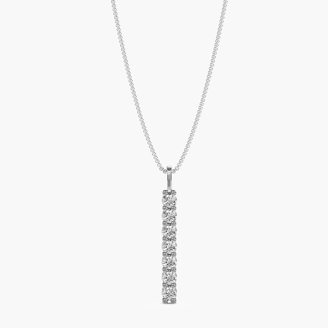 Vertical Spark Pendant - Front View in White Gold - Diamond Pendant by Moena