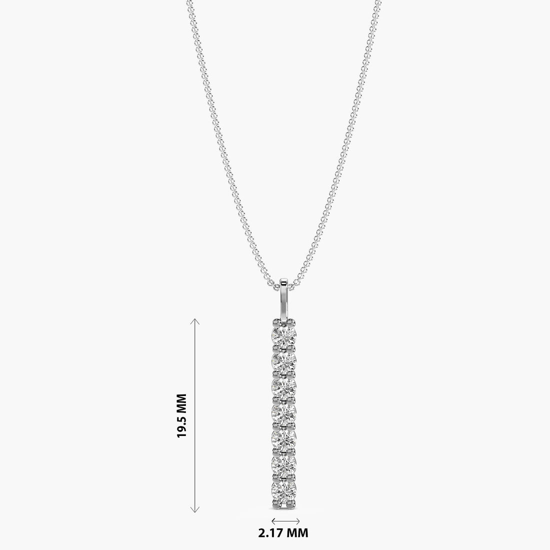 Vertical Spark Pendant - Front View in White Gold - Diamond Pendant by Moena