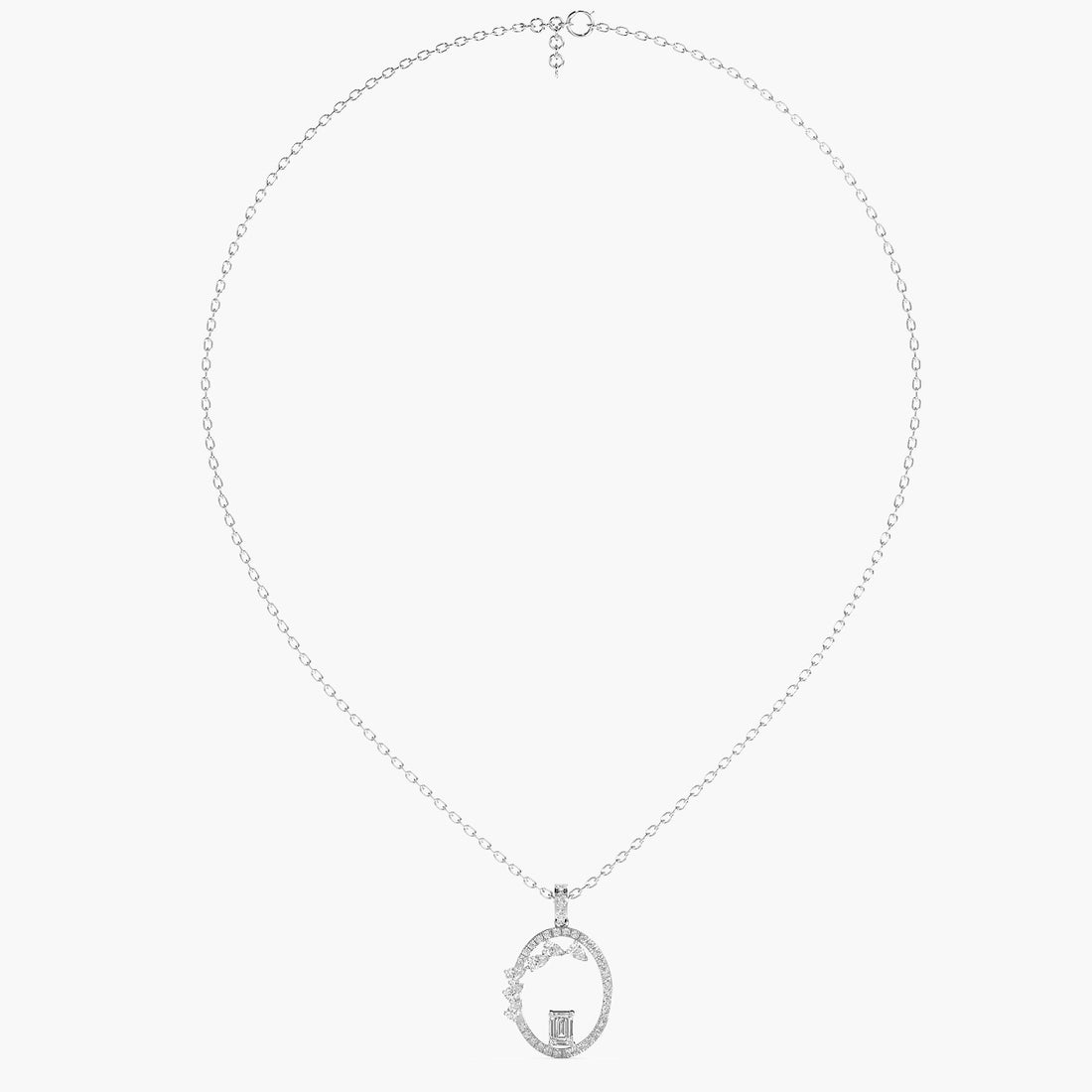 Abstract Halo Lab-Grown Diamond Necklace(With Chain) - Front View in White Gold - Diamond Pendant by Moena