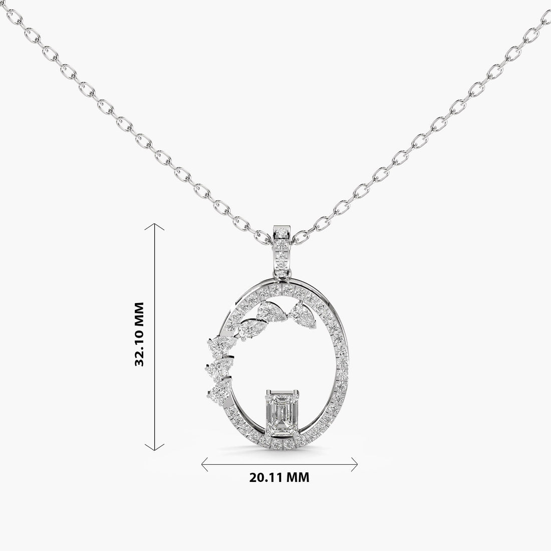 Abstract Halo Lab-Grown Diamond Necklace(With Chain) - Standard View in White Gold - Diamond Pendant by Moena