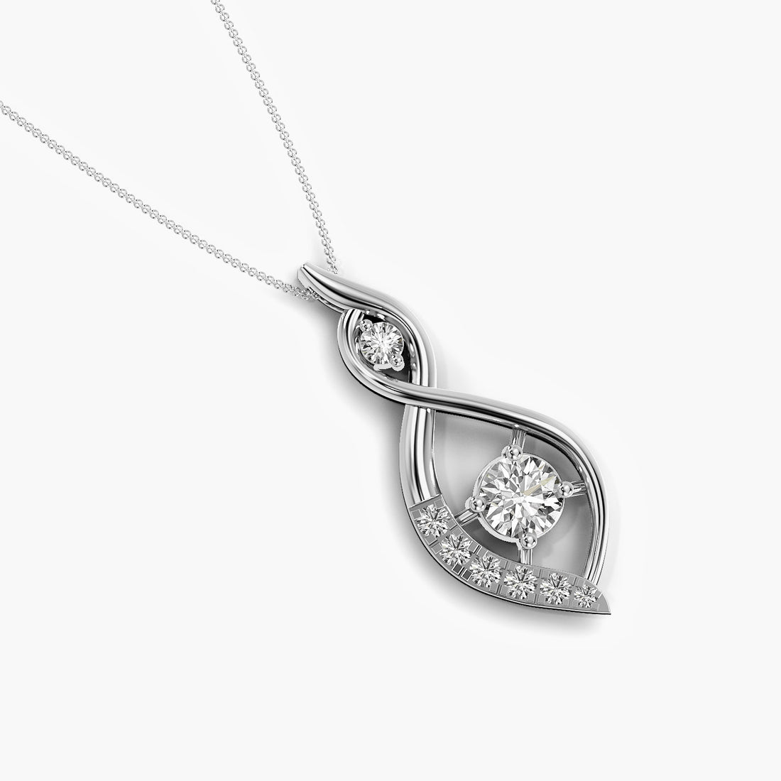 Luminous Flow Pendant - Top View in White Gold - Diamond Pendant by Moena