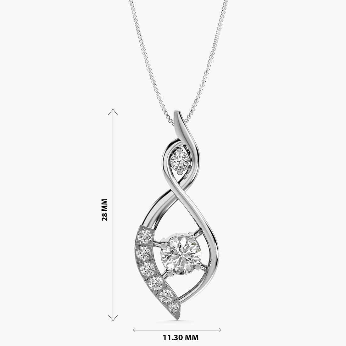Luminous Flow Pendant - Front View in White Gold - Diamond Pendant by Moena