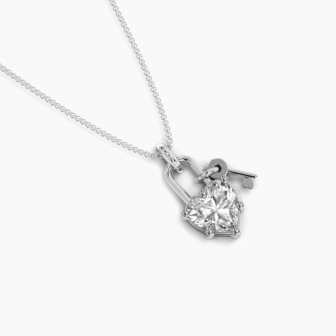 Love Lock Pendant - Top View in White Gold - Diamond Pendant by Moena