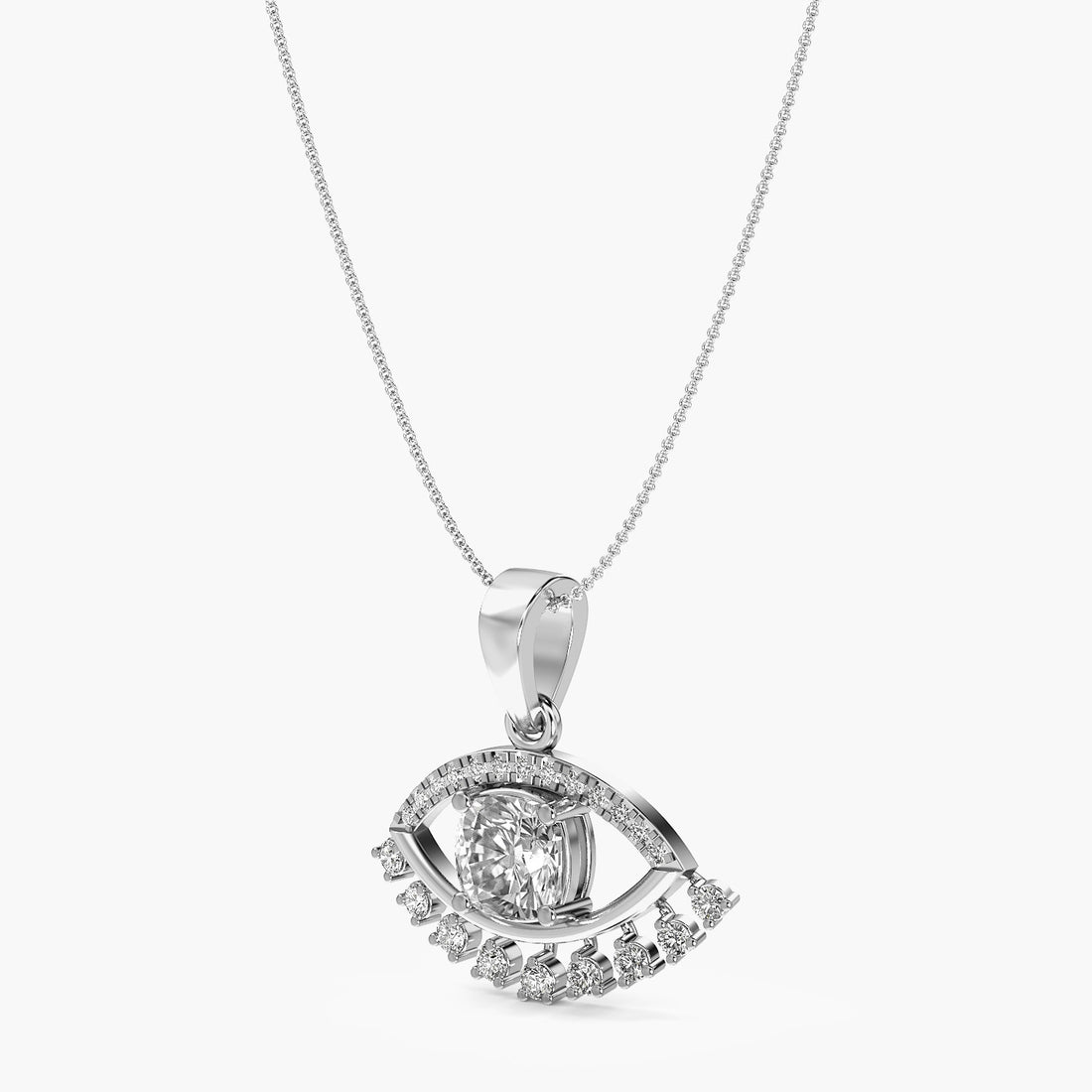 Evil Eye Radiance Pendant - 3D View in White Gold - Diamond Pendant by Moena