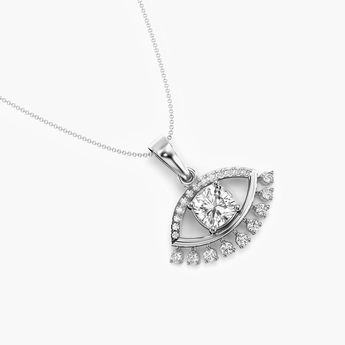 Evil Eye Radiance Pendant - Top View in White Gold - Diamond Pendant by Moena