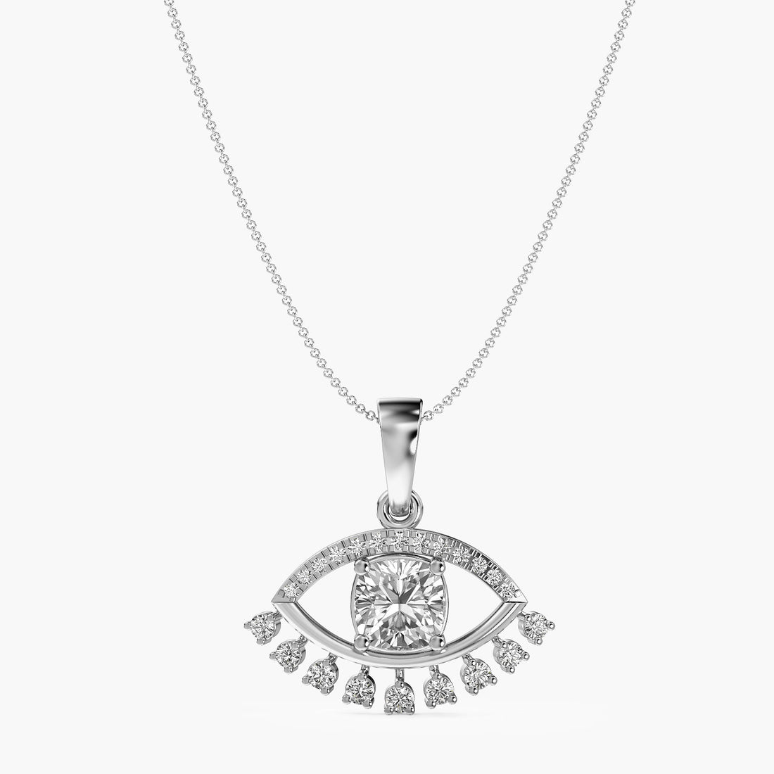 Evil Eye Radiance Pendant - Front View in White Gold - Diamond Pendant by Moena