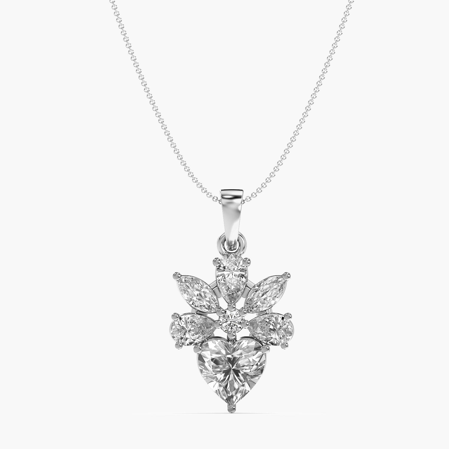 Floral Heart Diamond Pendant - Moena