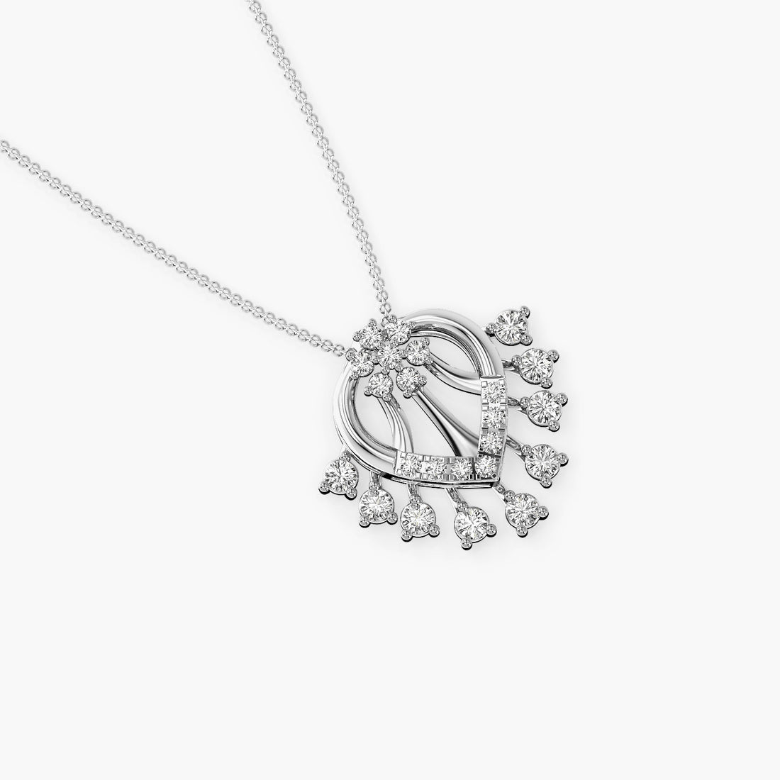 Radiant Cascade Lab-Grown Diamond Pendant - Top View in White Gold - Radiant Diamond Pendant by Moena