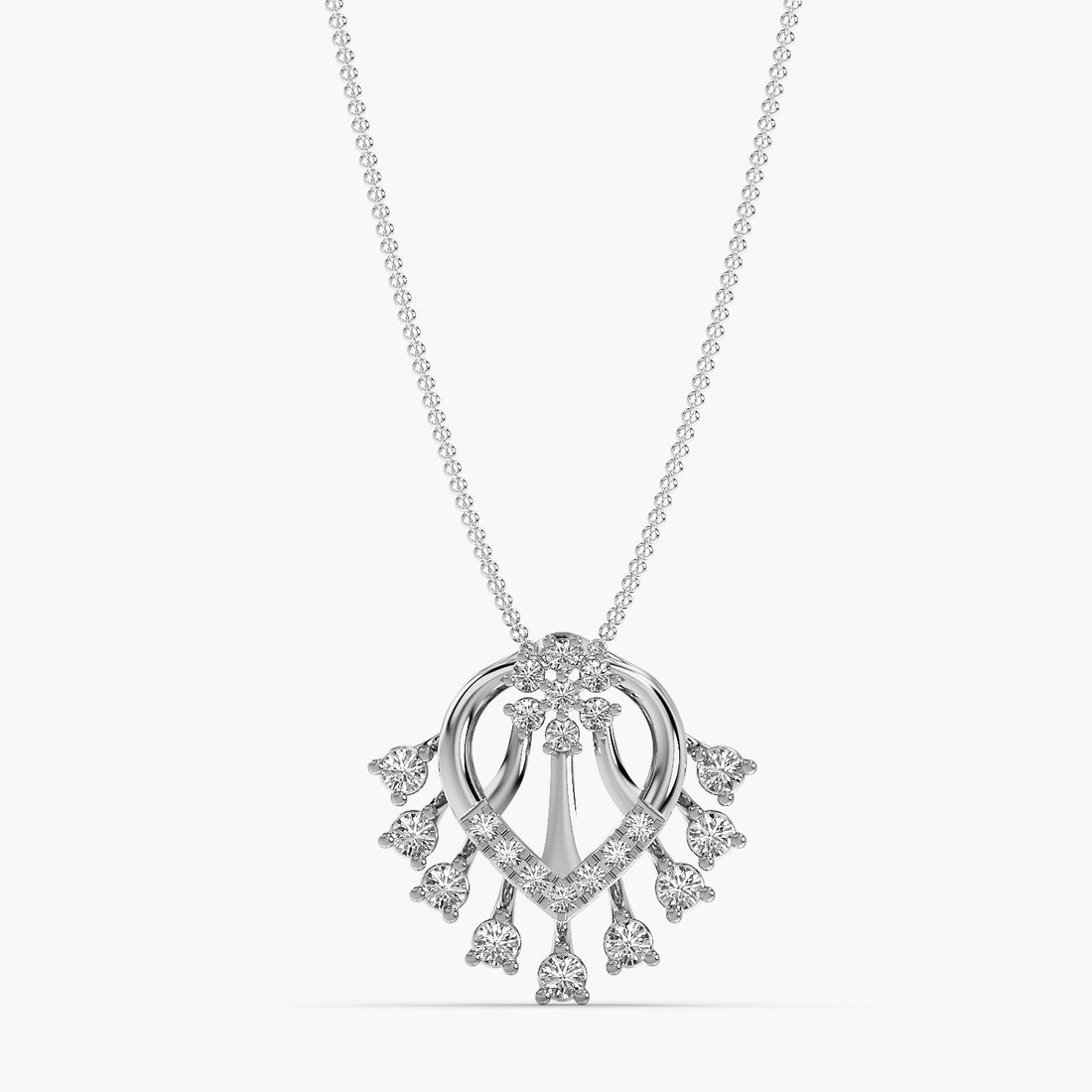 Radiant Cascade Lab-Grown Diamond Pendant - Front View in White Gold - Radiant Diamond Pendant by Moena
