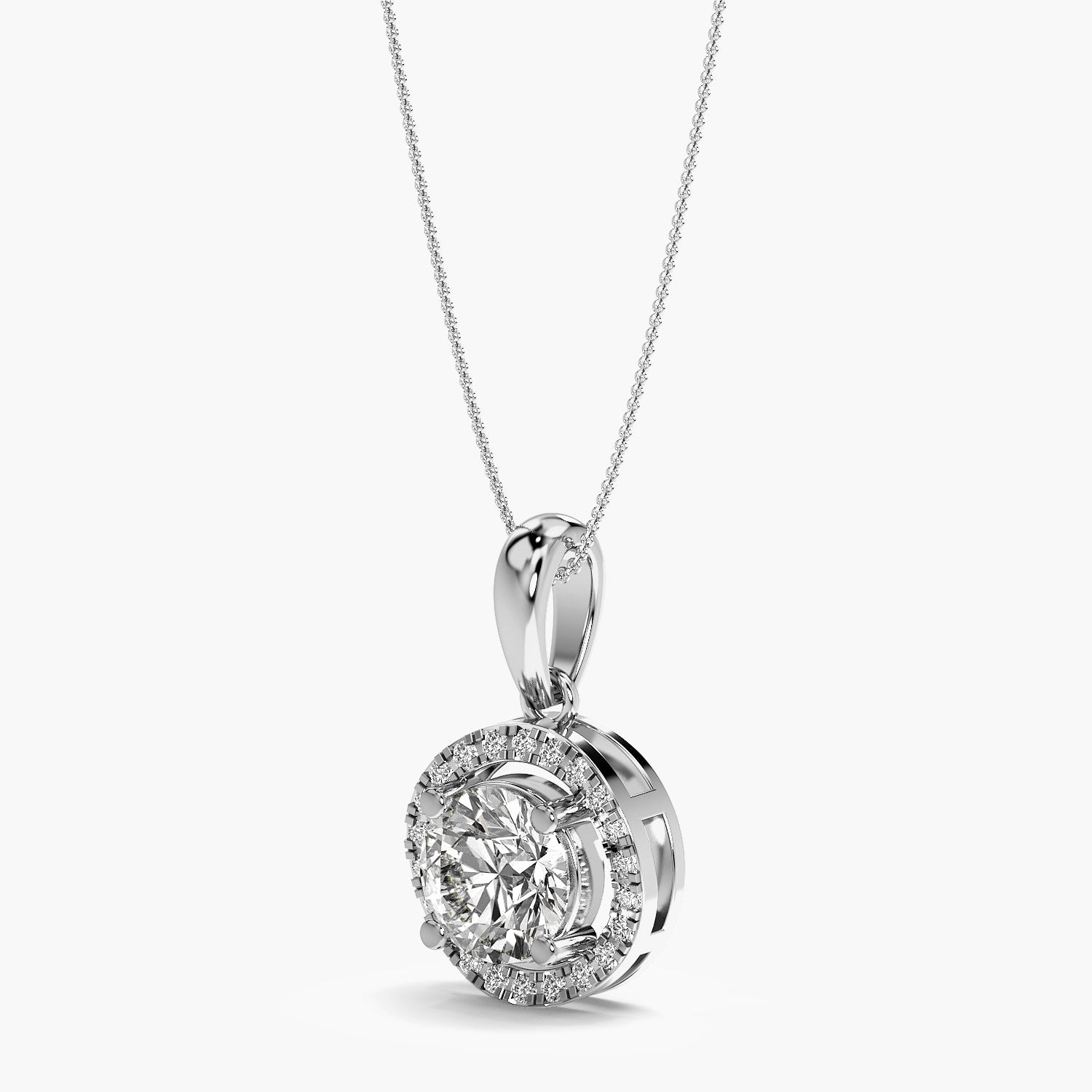 Classic Round Halo Diamond Pendant - Moena