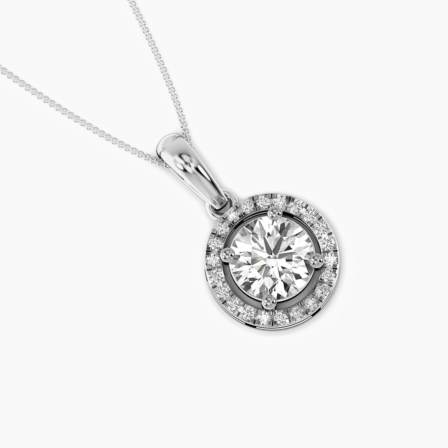 Classic Round Halo Diamond Pendant - Moena