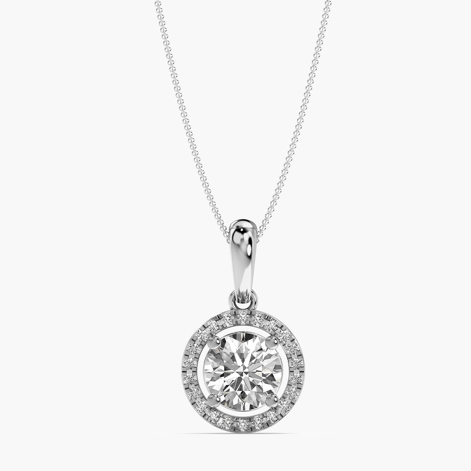 Classic Round Halo Diamond Pendant - Moena