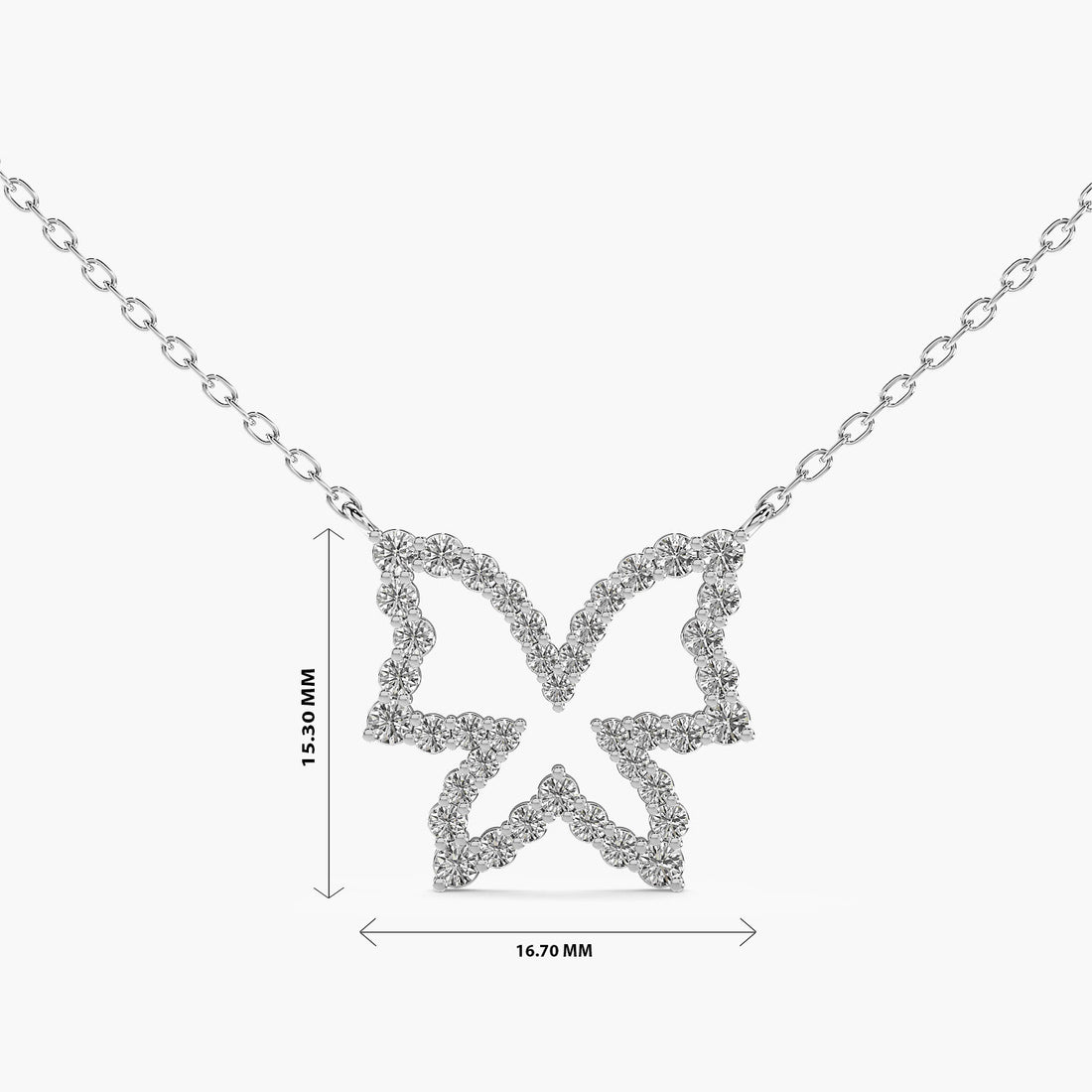 Butterfly Lab-Grown Diamond Necklace(With Chain) - Standard View in White Gold - Diamond Pendant by Moena