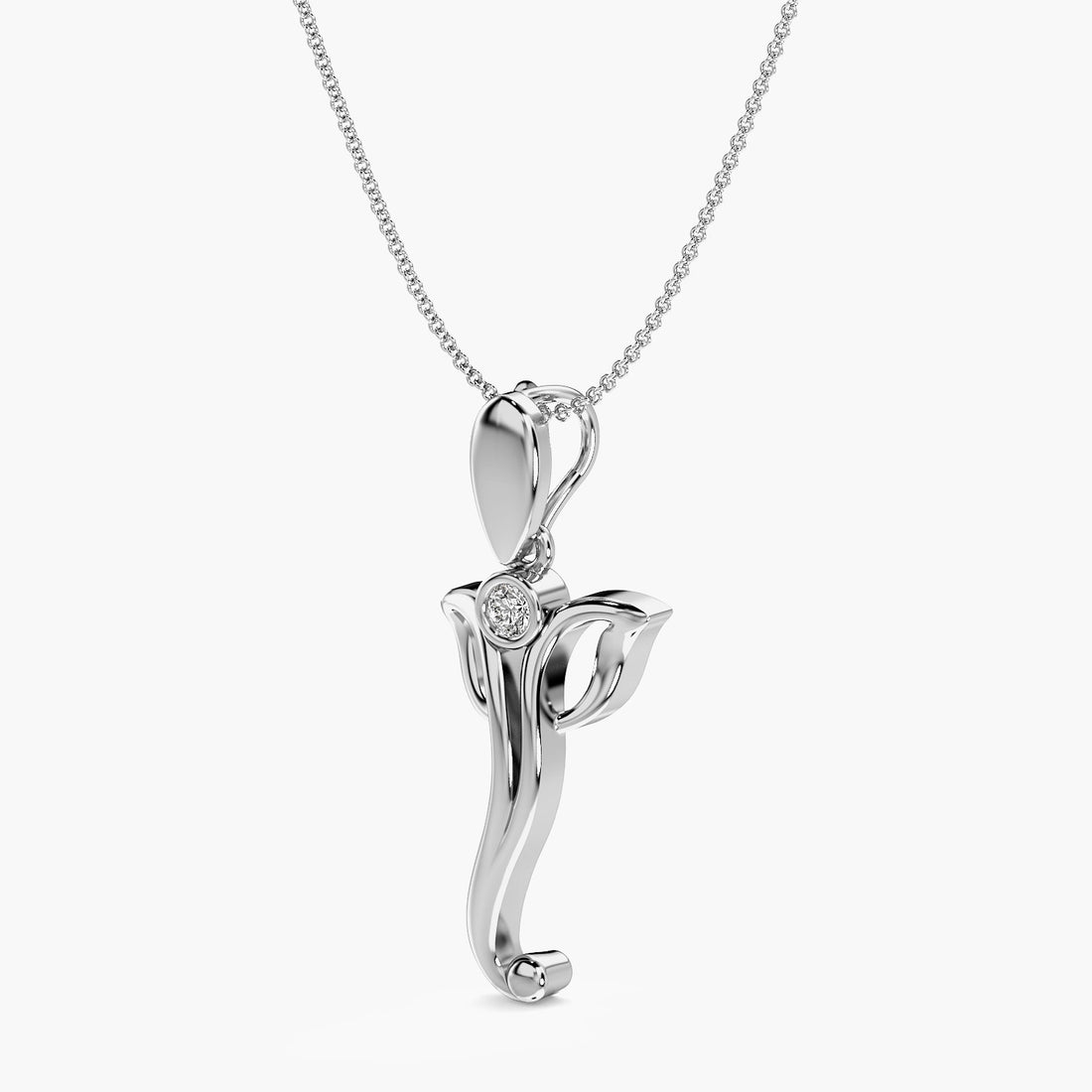 Divine Symbol Pendant - 3D View in White Gold - Diamond Pendant by Moena